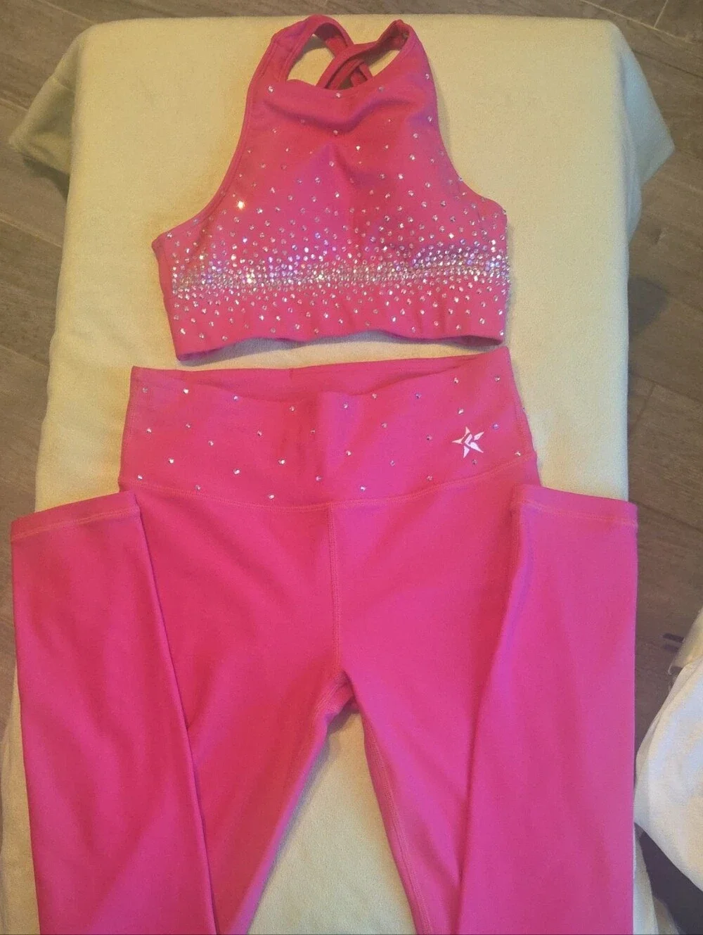 Rebel Atletic Pink Crystal-Embellished Cheer Bra & High-Waist Leggings Set